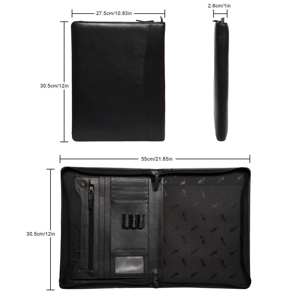 The Harley - Genuine Leather Padfolio - Black Nappa - VILL OKSE