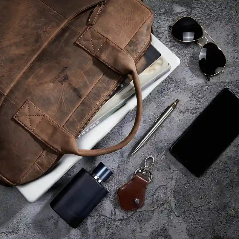 The Hector - Genuine Leather Laptop Bag - Oak Brown Hunter - VILL OKSE